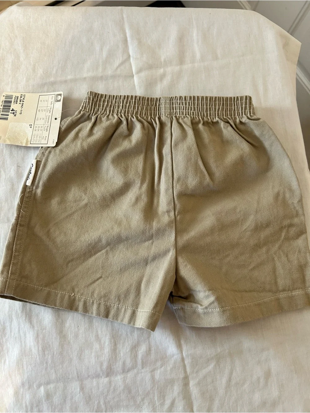 NWT Carter’s Boys Khaki Elastic Waist Shorts With The American Flag Pocket/4T